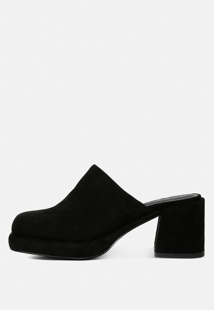 delaunay suede heeled mule sandals by ruw#color_black