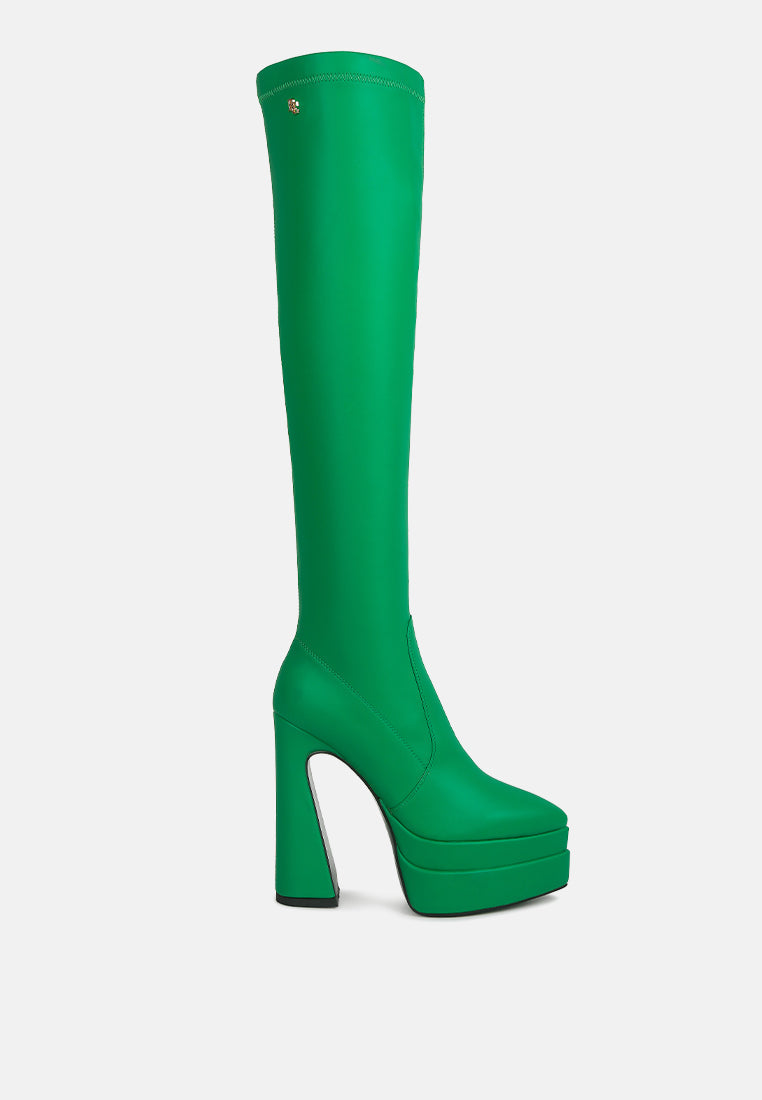 cyber punk high platform long boots by ruw#color_green