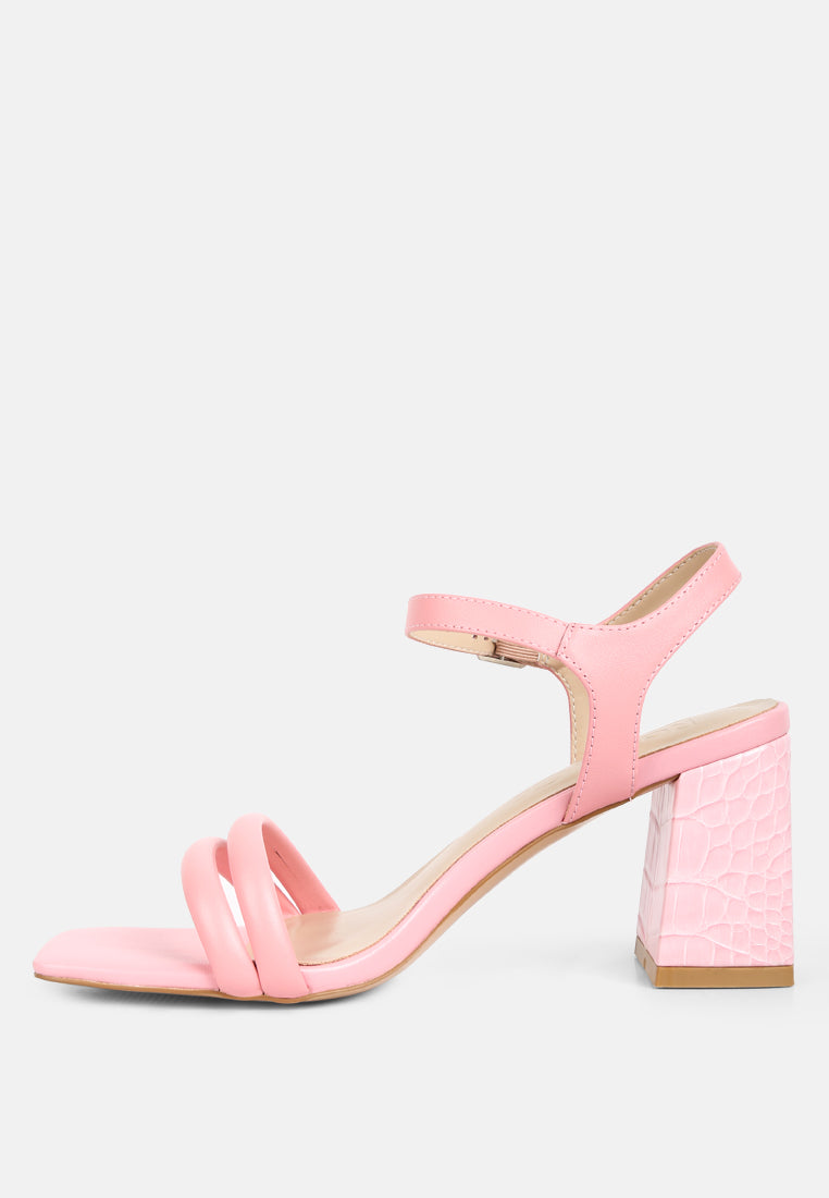ankle strap block heel sandals#color_pink