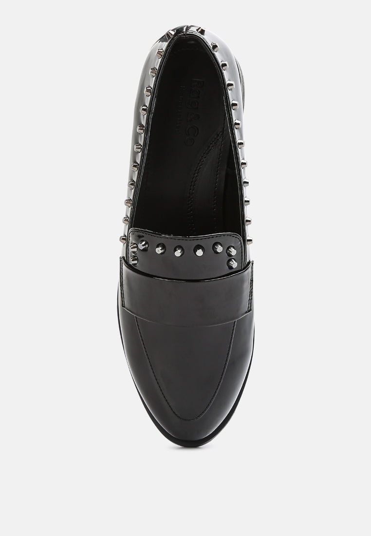 emilia patent stud penny loafers by ruw#color_black