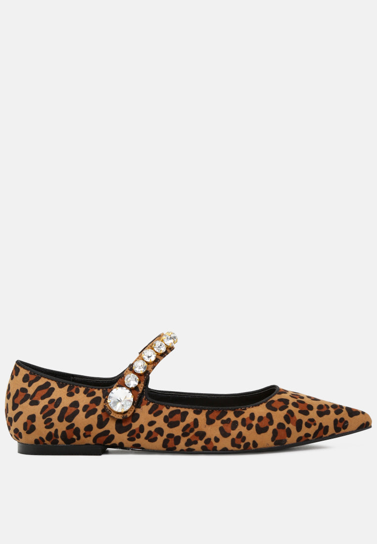 fedora pointed ballerina flats#color_leopard