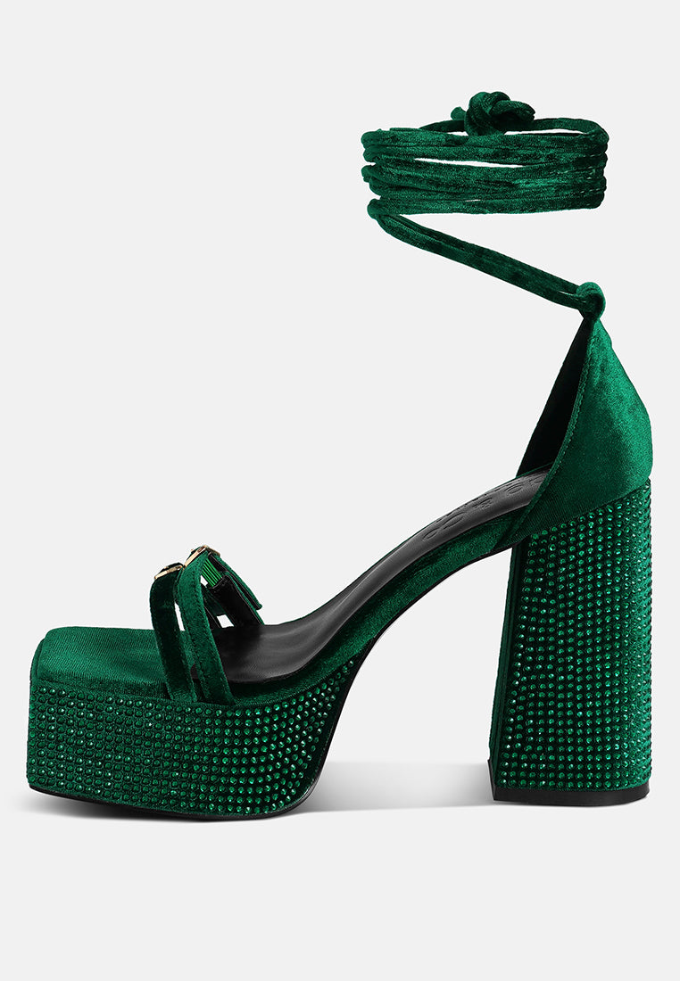 firecrown rhinestone platform high block sandals#color_green