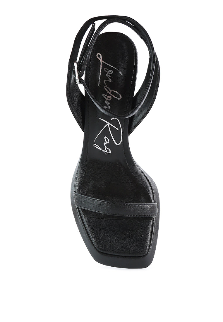 five star ankle strap kitten heel sandals#color_black