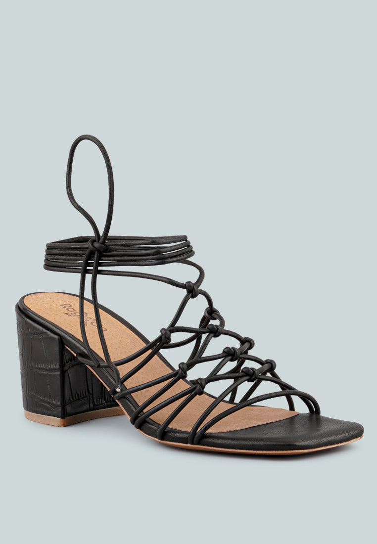 fonda croc patterned handcrafted lace up sandal#color_black