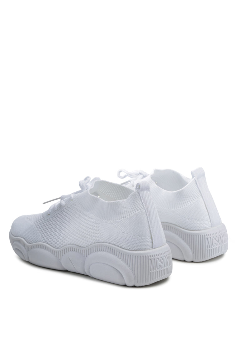 freestyle monotone knitted walking sneakers#color_white