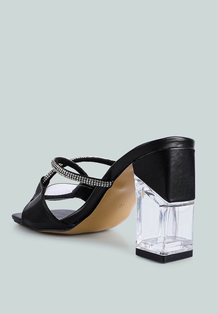 fineapple crystal loop mid heel sandals#color_black