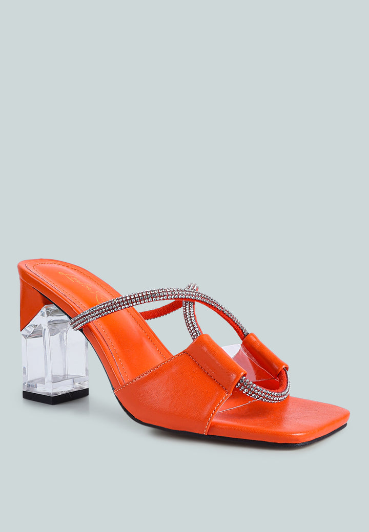 fineapple crystal loop mid heel sandals#color_orange