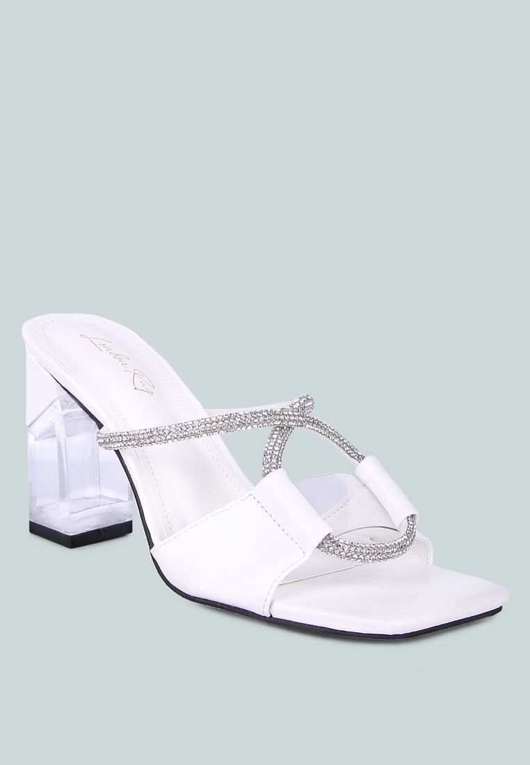 fineapple crystal loop mid heel sandals#color_white