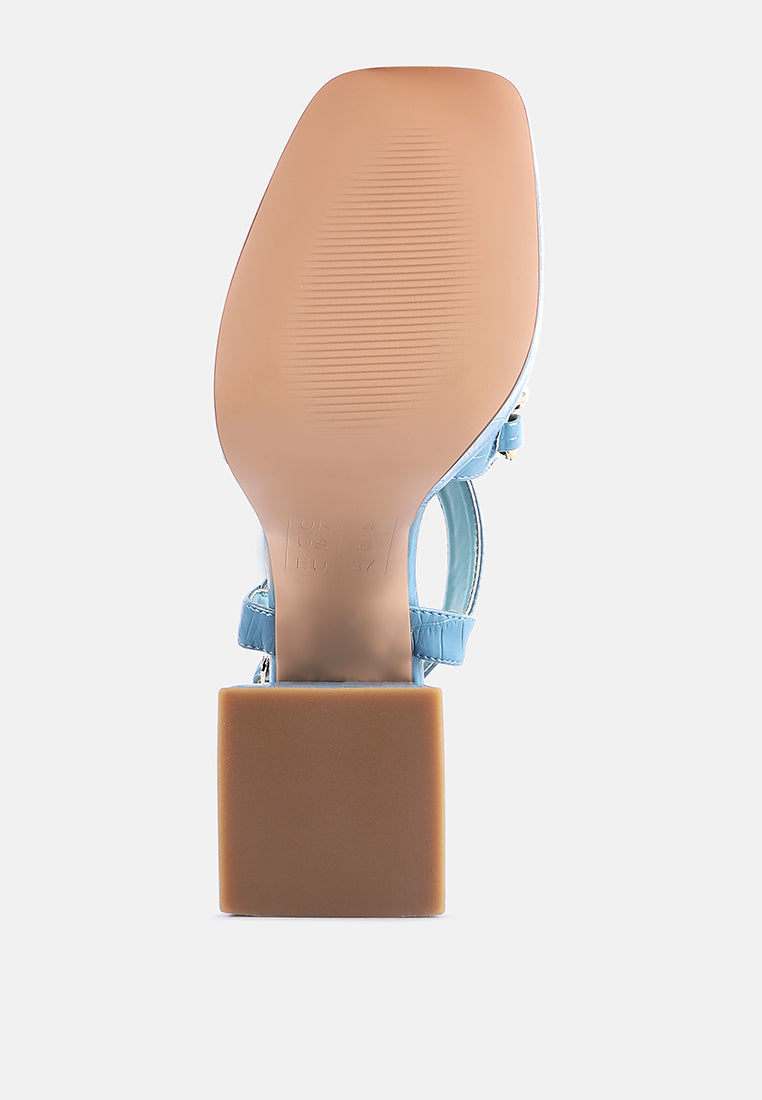 frecklin metal chain block heel sandals by ruw#color_blue