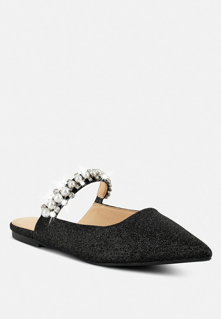 geode pearl embellished slip on mules by ruw#color_black