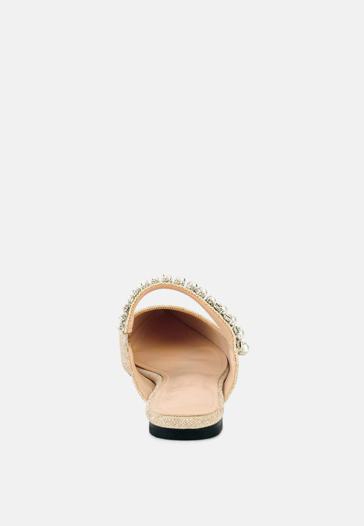 geode pearl embellished slip on mules by ruw#color_beige