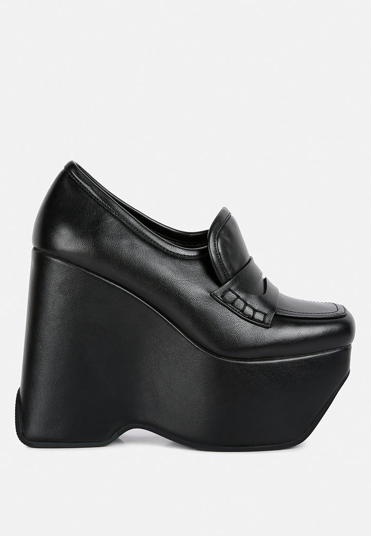 gilliam high platform wedge loafers#color_black