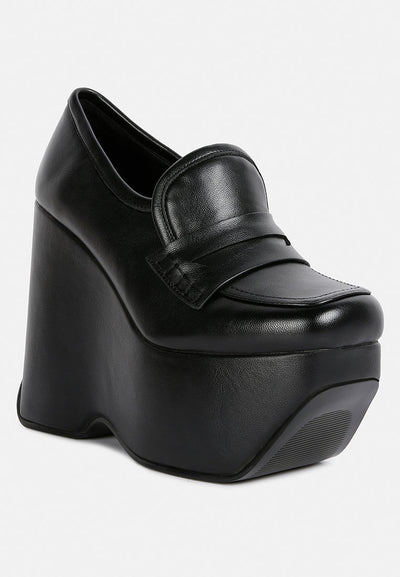 gilliam high platform wedge loafers#color_black