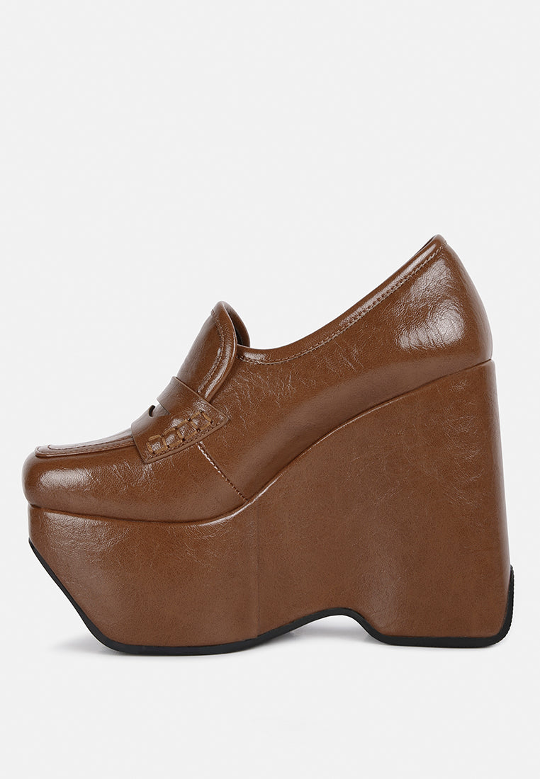 gilliam high platform wedge loafers#color_tan