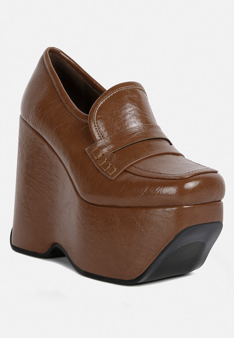 gilliam high platform wedge loafers#color_tan