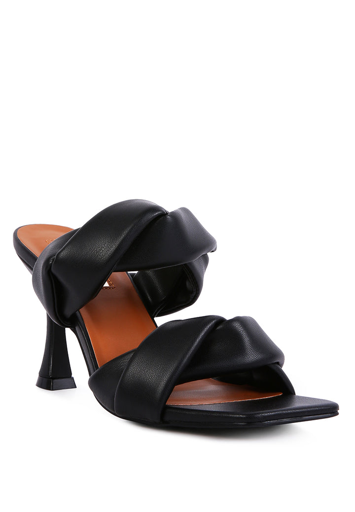 glamgirl twisted strap spool heeled sandals#color_black
