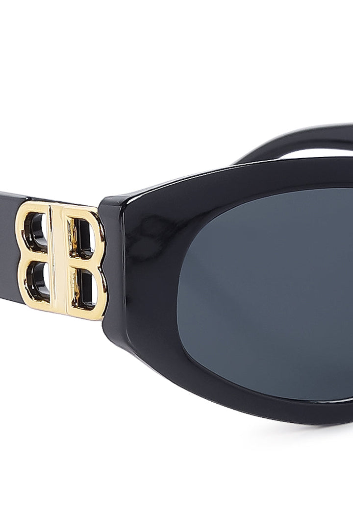 gold accent thick framed sunglasses#color_black