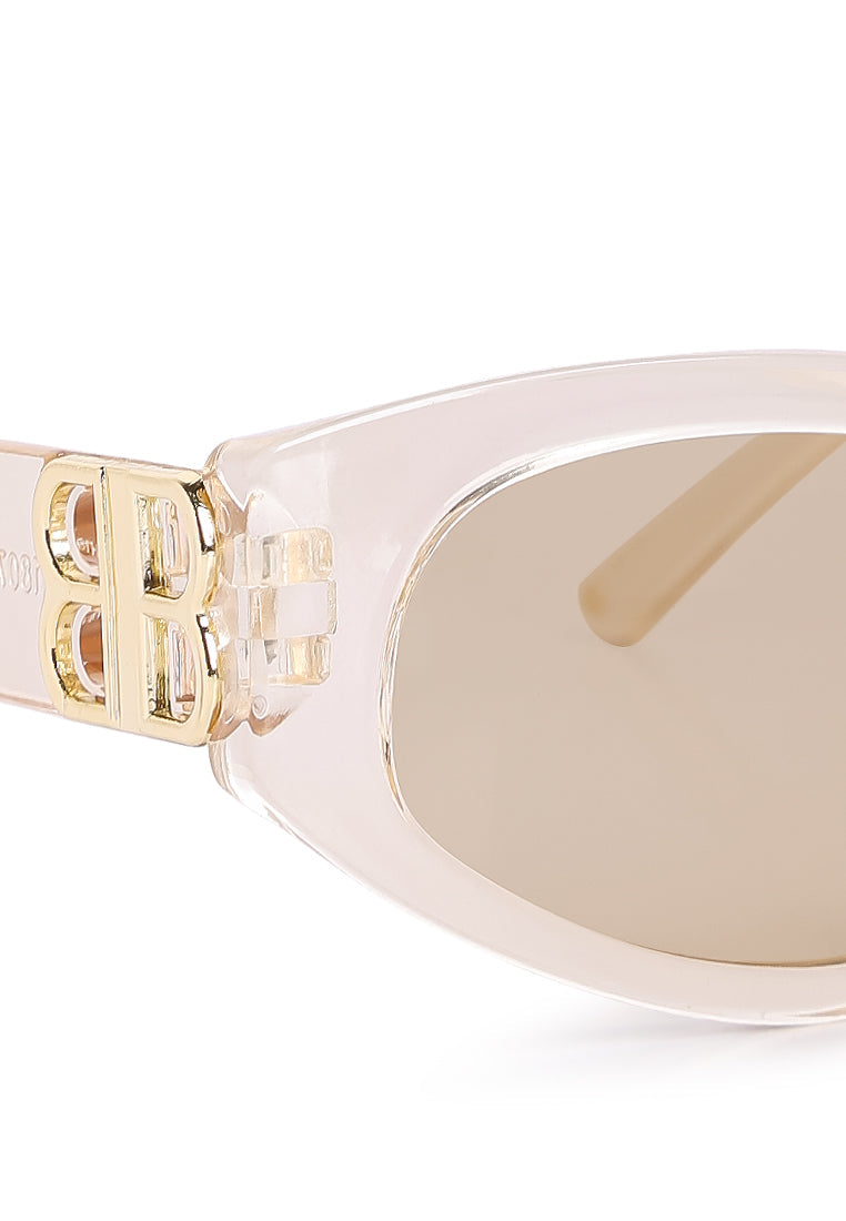 gold accent thick framed sunglasses#color_transparent