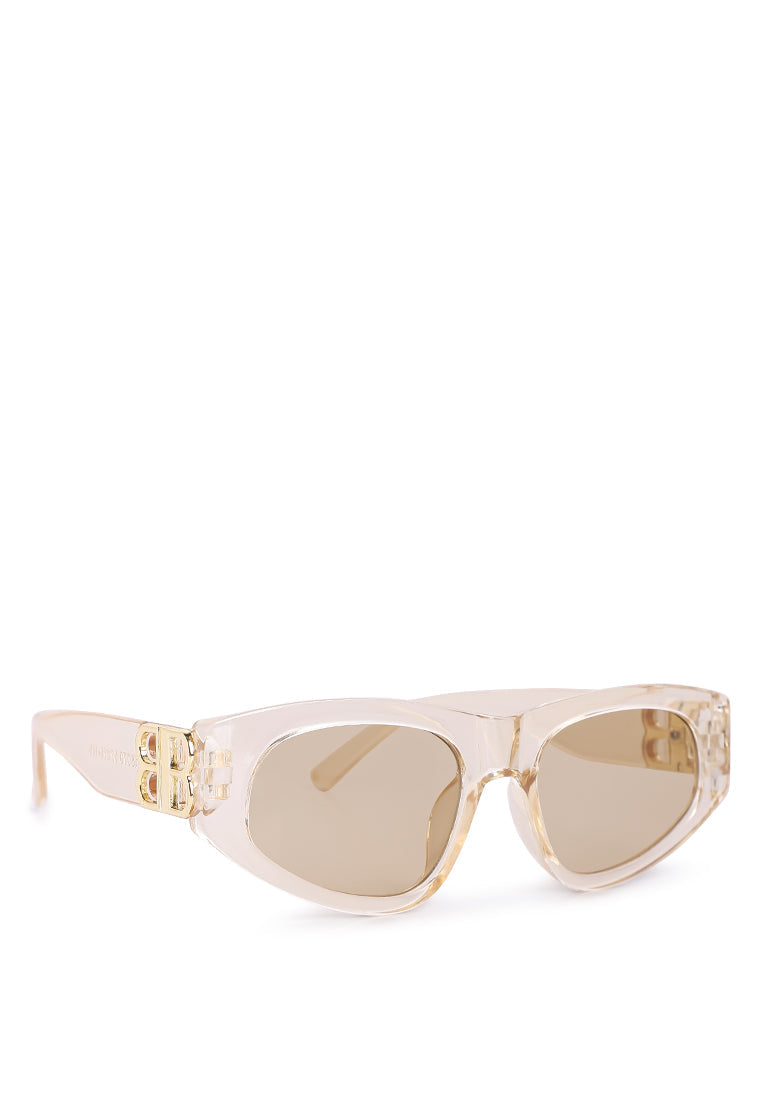 gold accent thick framed sunglasses#color_transparent