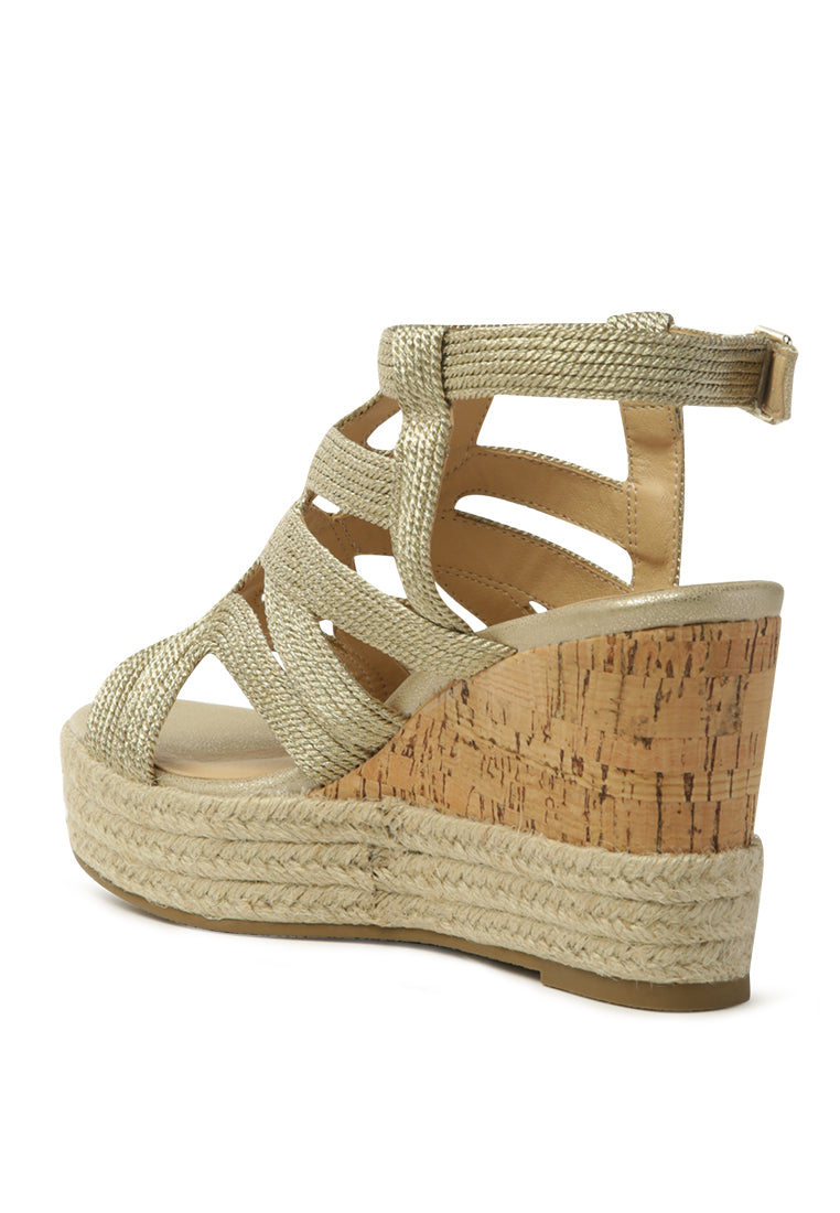 charo ankle strap wedge sandals#color_gold
