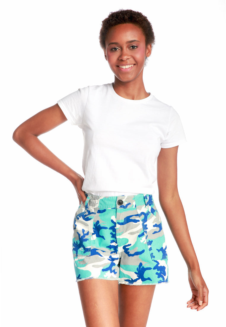 camouflage womens shorts#color_green