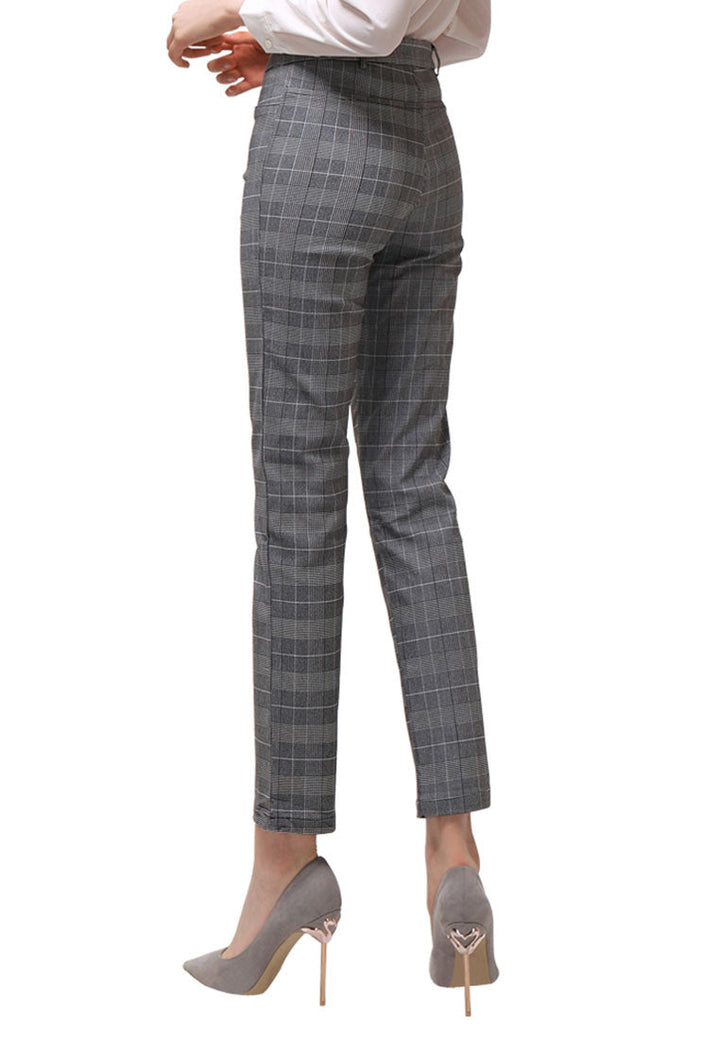 plaid straight trousers#color_grey