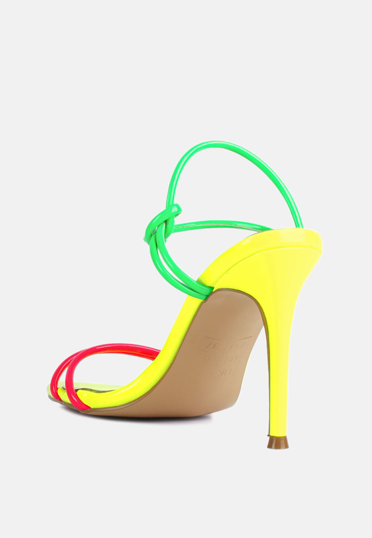 high porch drawstring band stiletto sandals by ruw#color_neon-yellow
