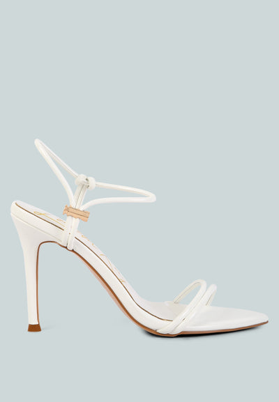 high porch drawstring band high heeled sandal#color_white