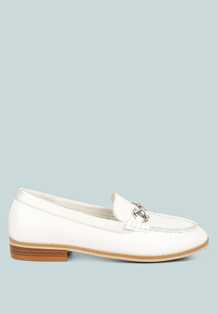 holda horsebit embelished loafers with stitch detail by ruw#color_off-white