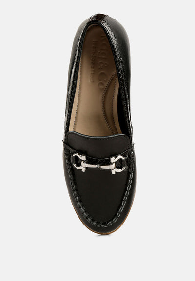 holda horsebit embelished loafers with stitch detail#color_black