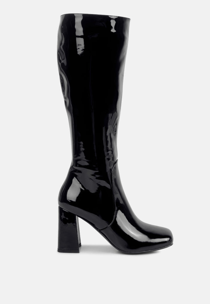 hypnotize patent pu block heeled calf boots by ruw#color_black