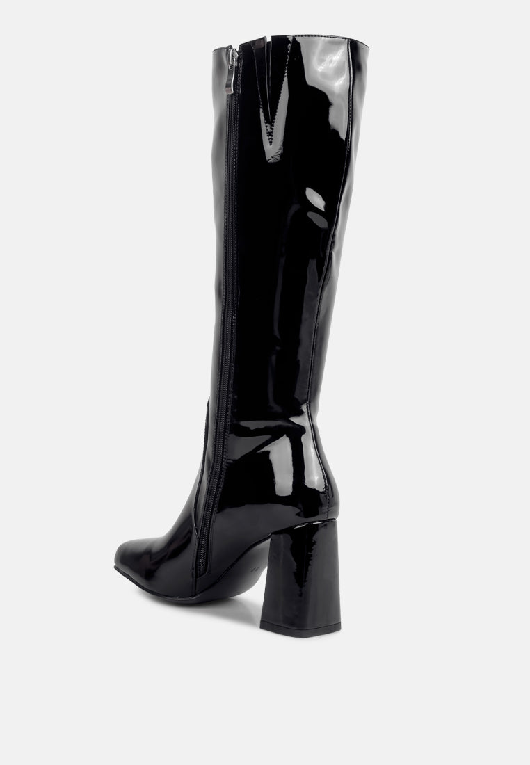 hypnotize patent pu block heeled calf boots by ruw#color_black
