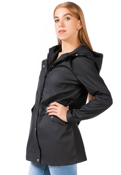 hooded long parka jacket#color_black