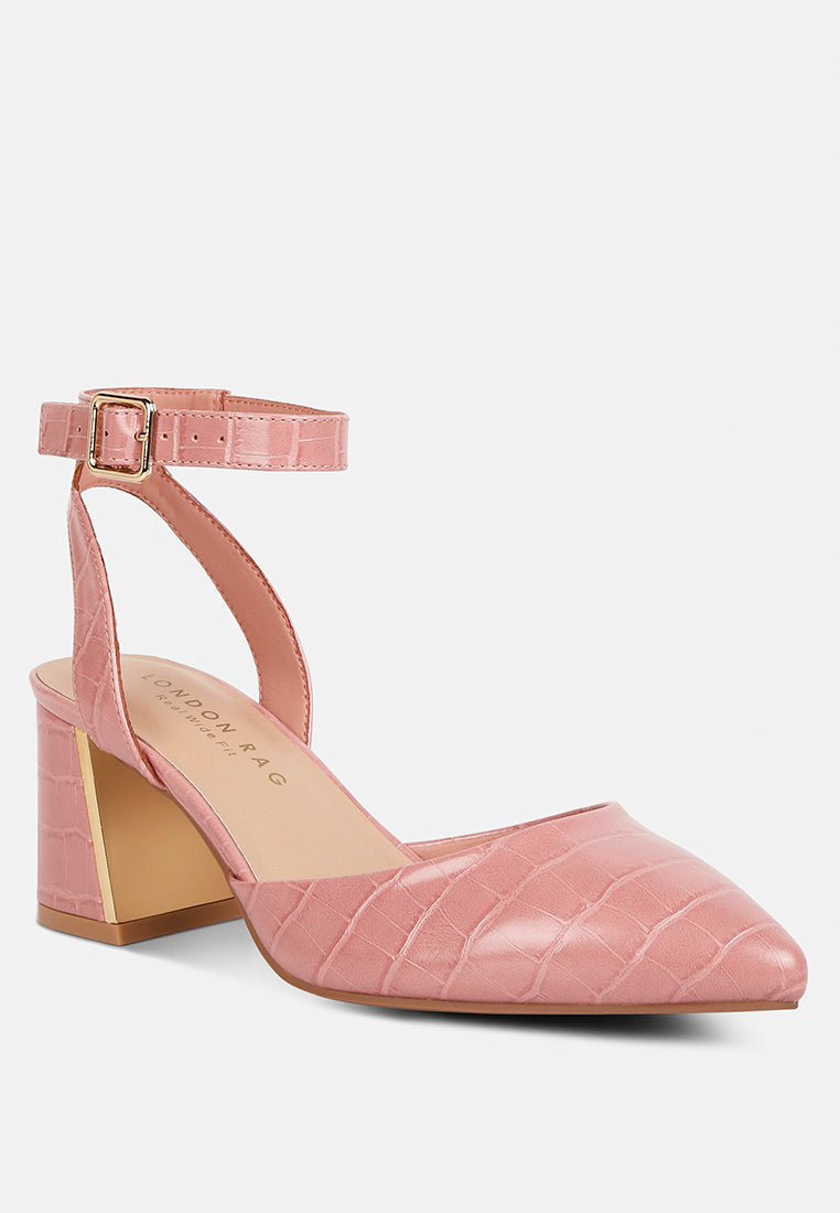 hyatt metallic sling block heel sandals by ruw#color_pink