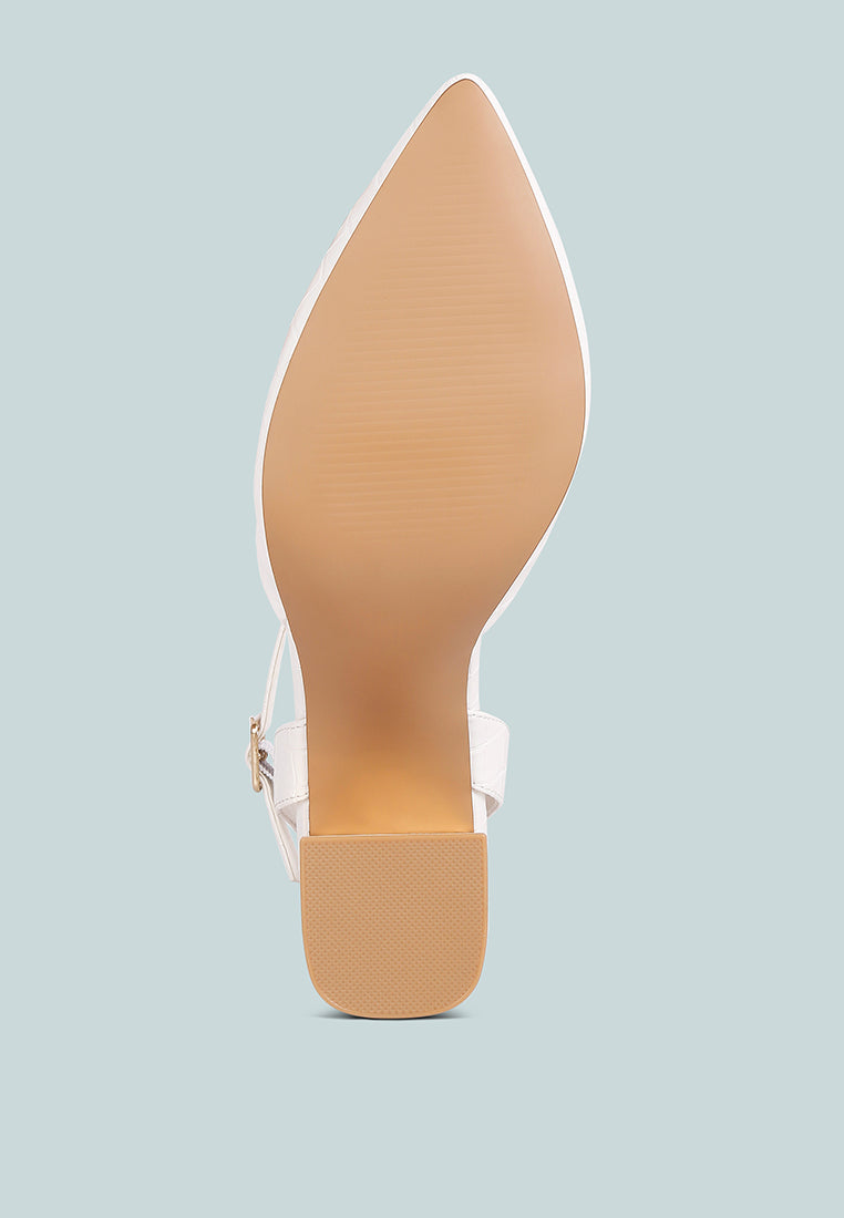 hyatt metallic sling block heel sandals by ruw#color_white