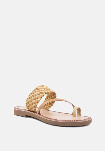 isidora braided leather flat sandal#color_mustard