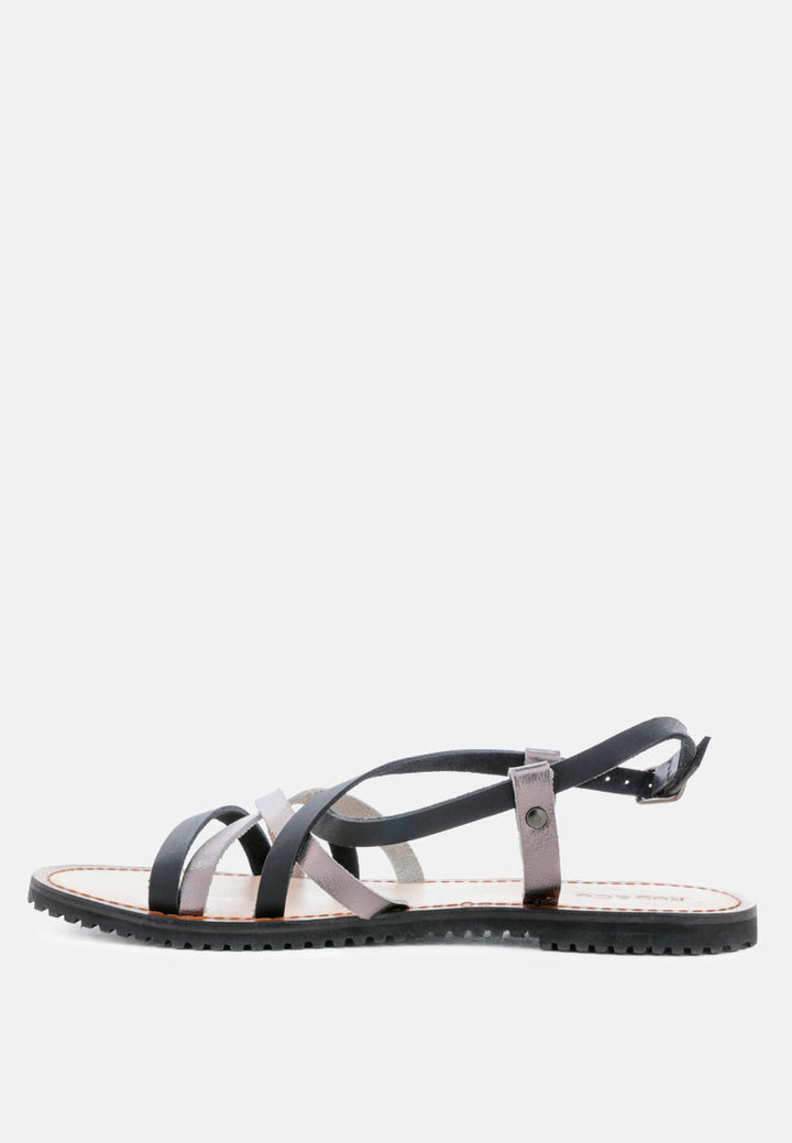 june strappy flat leather sandals#color_black-pewter