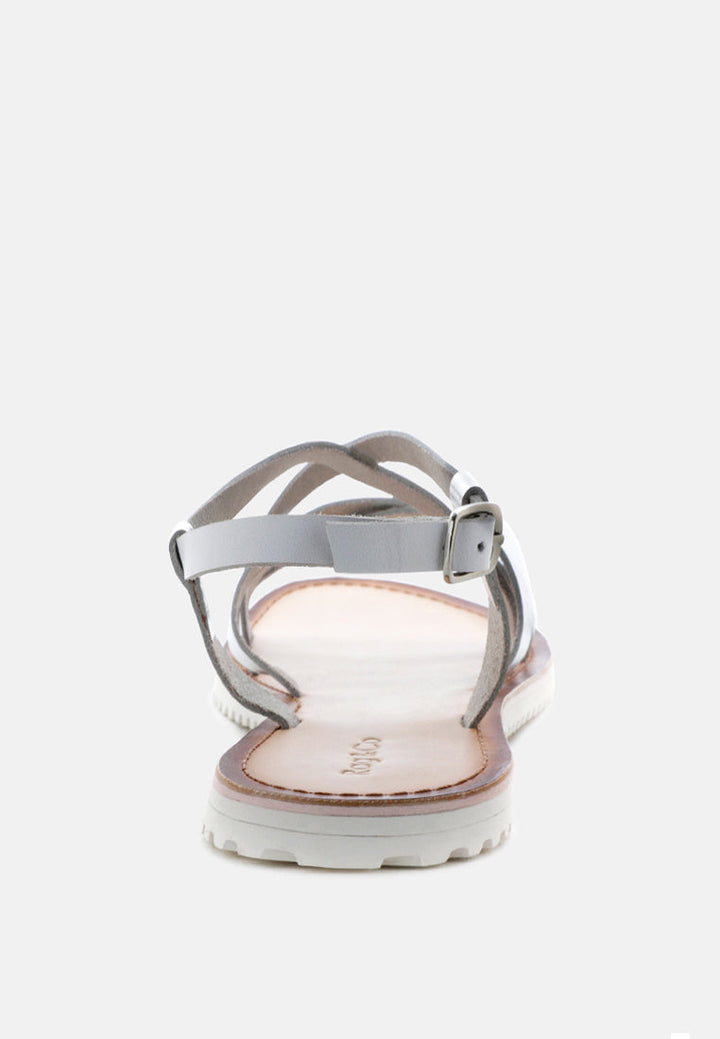 june strappy flat leather sandals#color_silver