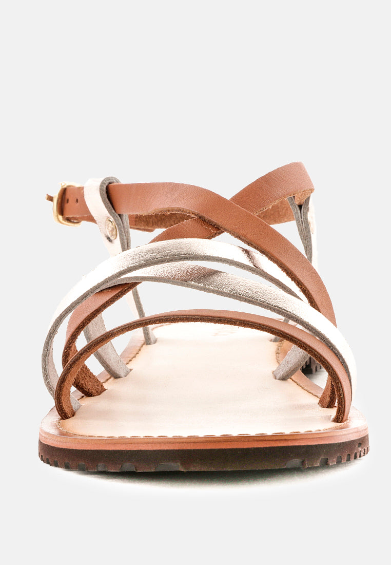 june strappy flat leather sandals by ruw#color_tan