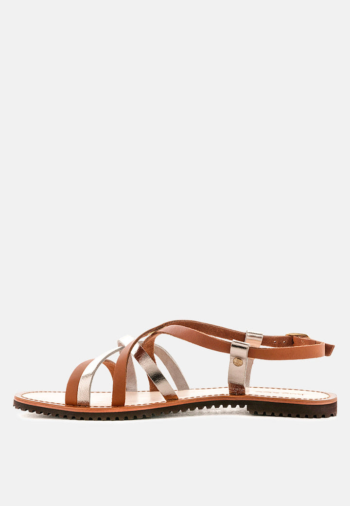 june strappy flat leather sandals by ruw#color_tan