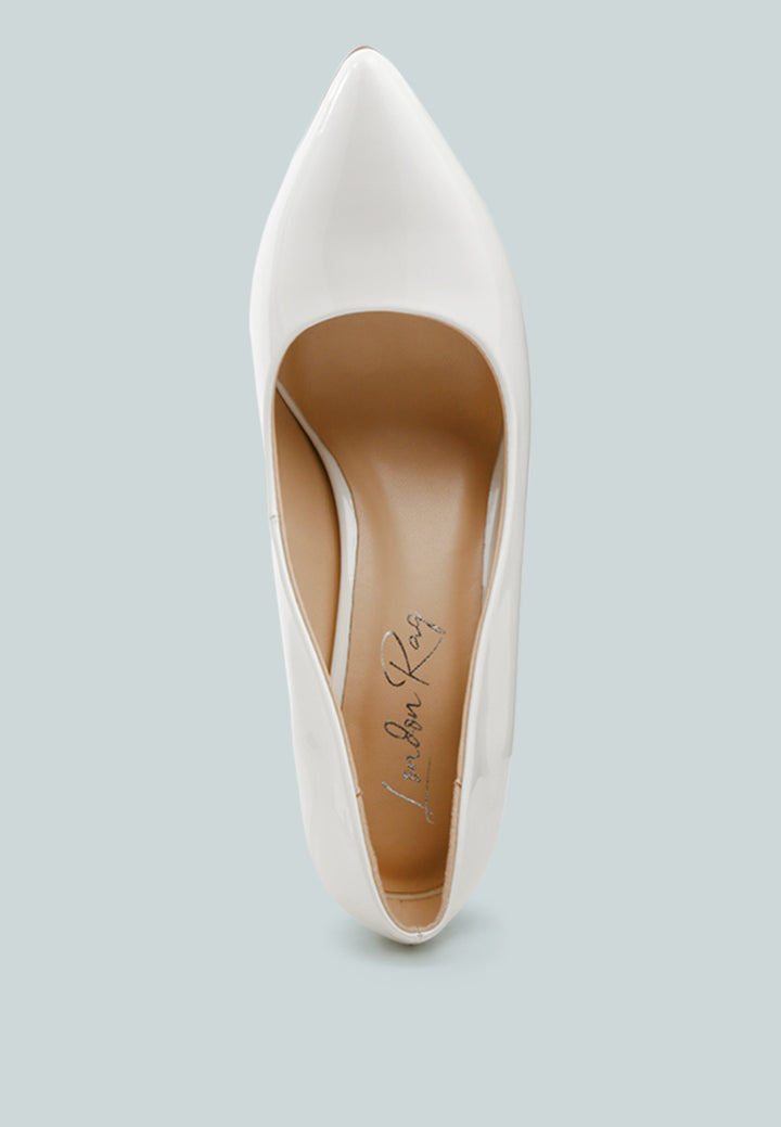 kamira block heeled formal faux leather pumps#color_white