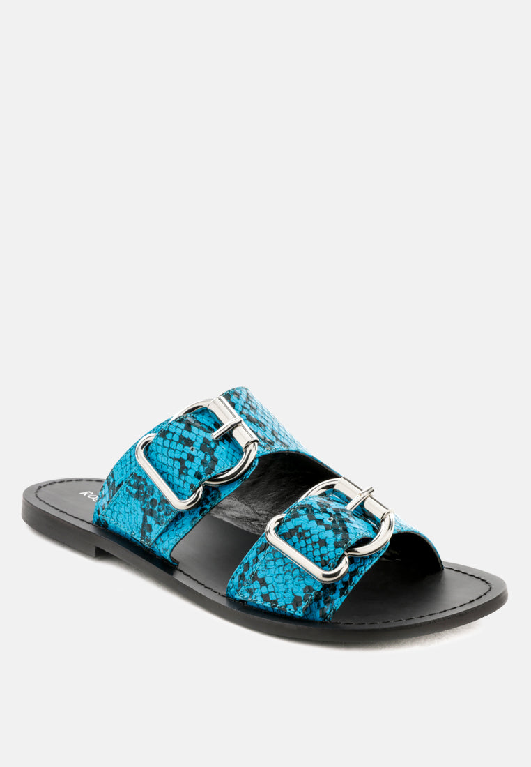 sandalia plana kelly con tiras con hebilla#color_azul