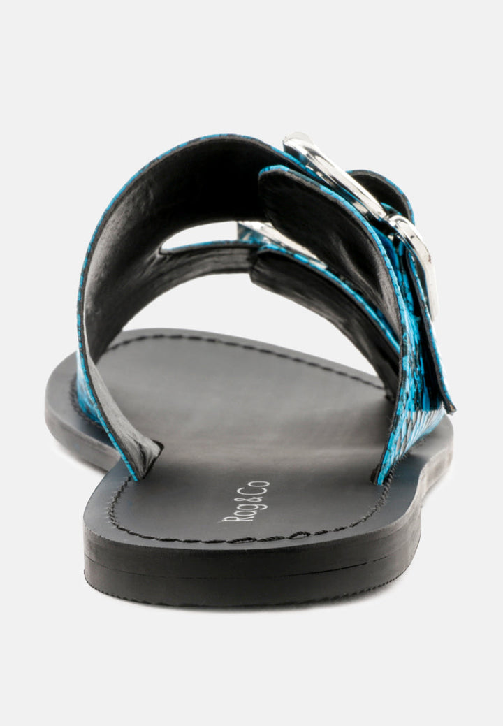 kelly flat sandal with buckle straps by ruw#color_blue