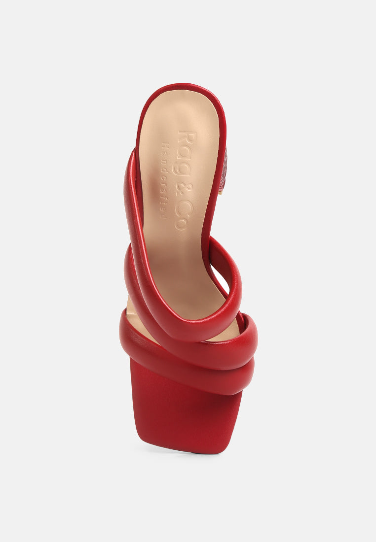 kywe textured heel chunky strap sandals#color_red