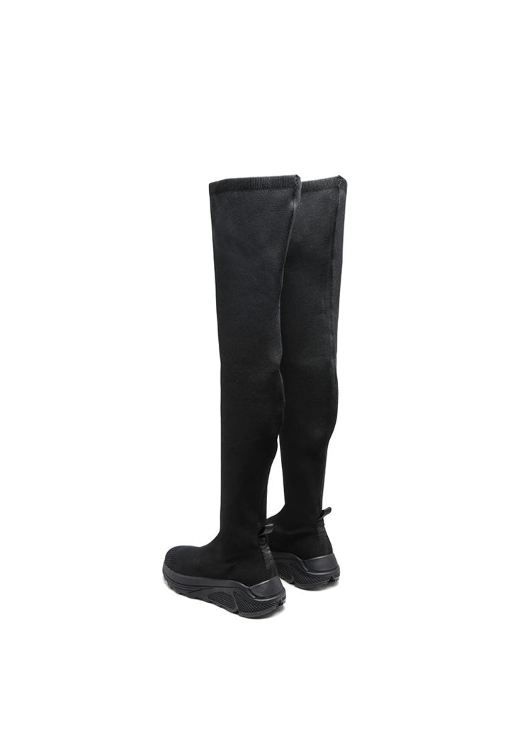 kladus knitted thigh high winter boots#color_black