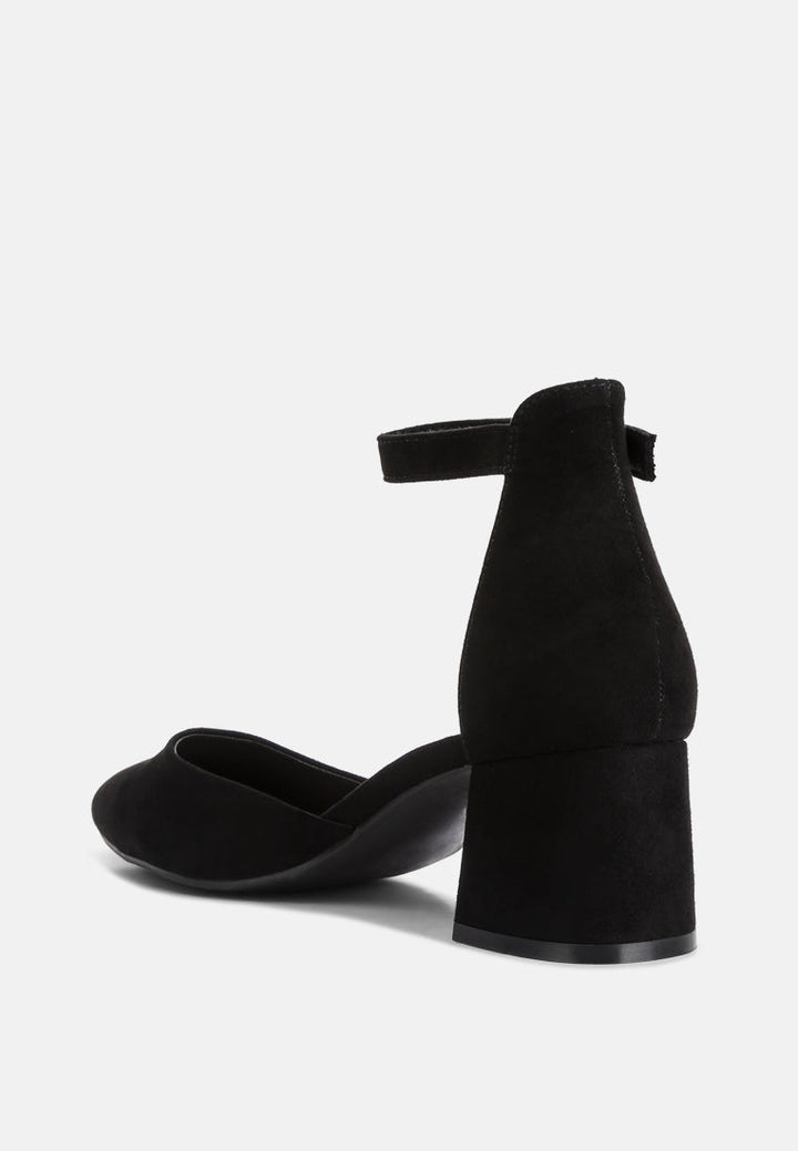 kody suede ankle strap block heel sandals by ruw#color_black