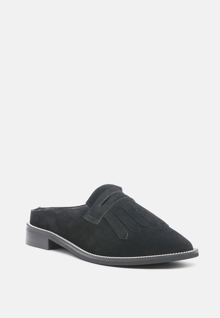 Mules tipo mocasín de gamuza Lena#color_black