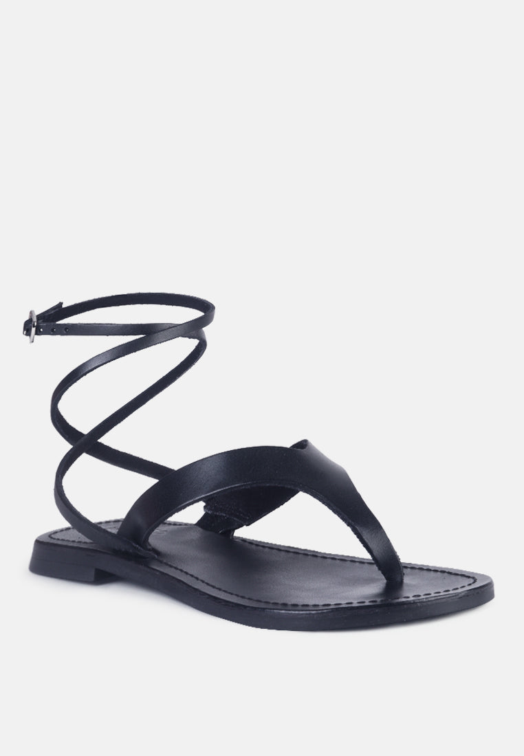 wrap-up tie around flat sandals by ruw#color_black