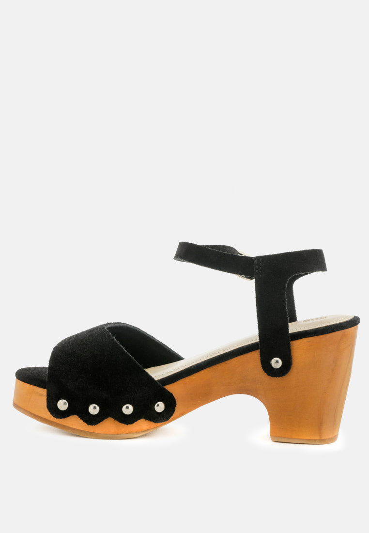 liona mustard studded suede clogs sandals by ruw#color_black