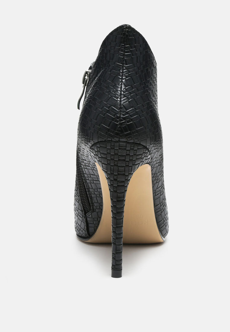 lolita woven texture stiletto boot#color_black
